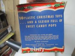 Vintage SEARS Christmas Hard Plastic Santa Sled w 8 Reindeer in Original Box