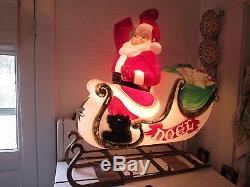 Vintage Santa Blow Mold in 41 Sleigh with Reindeer