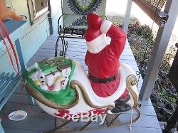 Vintage Santa Blow Mold in 41 Sleigh with Reindeer