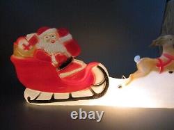 Vintage Santa Claus Sleigh 2 Reindeer Lighted Christmas Blow Mold Made in USA