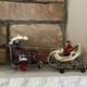 Vintage Santa Claus Sleigh & Reindeer Cast Iron Christmas Collectible Decor