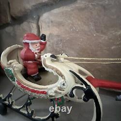 Vintage Santa Claus Sleigh & Reindeer Cast Iron Christmas Collectible Decor