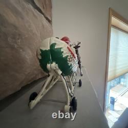 Vintage Santa Claus Sleigh & Reindeer Cast Iron Christmas Collectible Decor