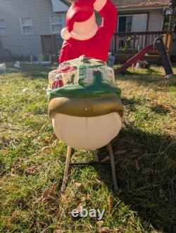 Vintage Santa Claus Sleigh Reindeer Christmas Blow Mold Plastic Outdoor Light Up