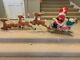 Vintage Santa Claus, Sleigh And 3 Reindeer Lighted Blow Mold Display