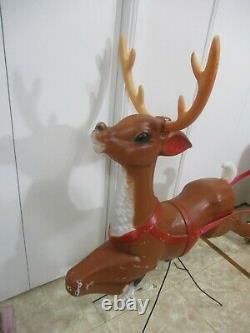 Vintage Santa Claus Sleigh with Reindeer Lighted Christmas Blow Mold by Empire