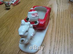 Vintage Santa Claus WithSled Sleigh Reindeer SSCO Japan Ceramic