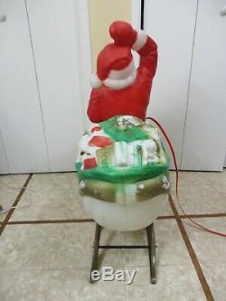 Vintage Santa Claus in Sled & Reindeer Lighted Christmas Blow Mold by Empire 36