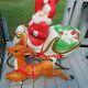 Vintage Santa Claus In Sleigh With Reindeer Lighted Christmas Blow Mold 37 In