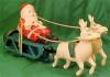 Vintage Santa Claus On Sleigh Windup Toy Celluloid Christmas Reindeer Bell Works