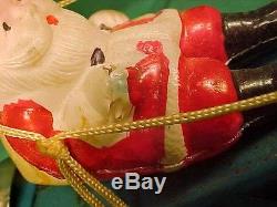 Vintage Santa Claus on Sleigh Windup Toy Celluloid Christmas Reindeer Bell Works