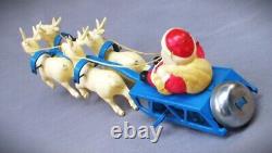 Vintage Santa Clause Sleigh with Reindeer Occupied Japan Wind Up Tin & Celluloid