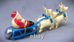 Vintage Santa Clause Sleigh with Reindeer Occupied Japan Wind Up Tin & Celluloid