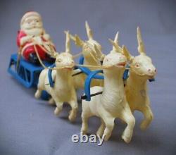 Vintage Santa Clause Sleigh with Reindeer Occupied Japan Wind Up Tin & Celluloid