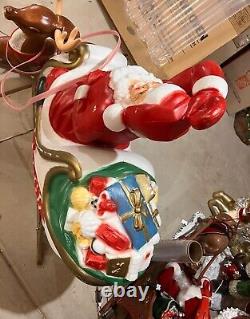 Vintage Santa In Sleigh & 3 Reindeer's Christmas Blowmold (general Foam)