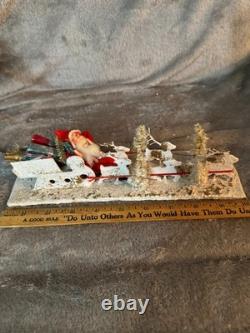 Vintage Santa, Mica Sleigh & Reindeer W Presents