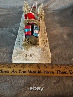 Vintage Santa, Mica Sleigh & Reindeer W Presents