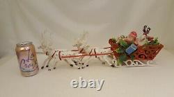 Vintage Santa Reindeer & Sleigh Molded Plastic 20 Long