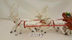 Vintage Santa Reindeer & Sleigh Molded Plastic 20 Long