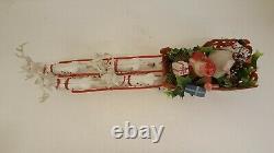 Vintage Santa Reindeer & Sleigh Molded Plastic 20 Long