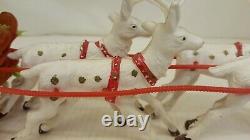 Vintage Santa Reindeer & Sleigh Molded Plastic 20 Long