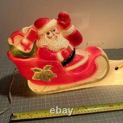 Vintage Santa Sled and 2 Reindeer Lighted Christmas Blow Mold Tabletop 32 UNION