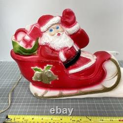 Vintage Santa Sled and 2 Reindeer Lighted Christmas Blow Mold Tabletop 32 UNION