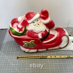 Vintage Santa Sled and 2 Reindeer Lighted Christmas Blow Mold Tabletop 32 UNION