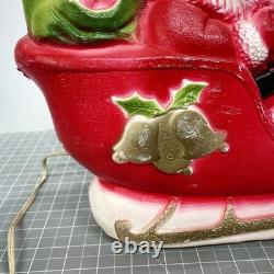Vintage Santa Sled and 2 Reindeer Lighted Christmas Blow Mold Tabletop 32 UNION