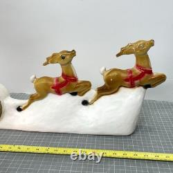 Vintage Santa Sled and 2 Reindeer Lighted Christmas Blow Mold Tabletop 32 UNION