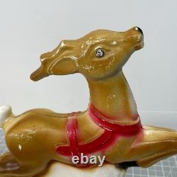 Vintage Santa Sled and 2 Reindeer Lighted Christmas Blow Mold Tabletop 32 UNION