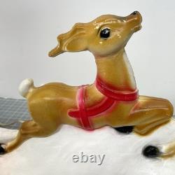 Vintage Santa Sled and 2 Reindeer Lighted Christmas Blow Mold Tabletop 32 UNION