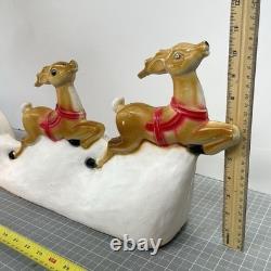 Vintage Santa Sled and 2 Reindeer Lighted Christmas Blow Mold Tabletop 32 UNION