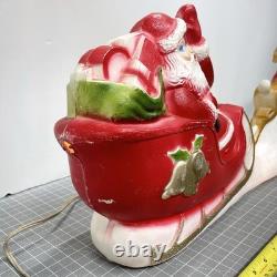 Vintage Santa Sled and 2 Reindeer Lighted Christmas Blow Mold Tabletop 32 UNION