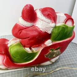 Vintage Santa Sled and 2 Reindeer Lighted Christmas Blow Mold Tabletop 32 UNION