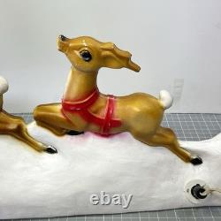 Vintage Santa Sled and 2 Reindeer Lighted Christmas Blow Mold Tabletop 32 UNION