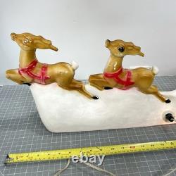 Vintage Santa Sled and 2 Reindeer Lighted Christmas Blow Mold Tabletop 32 UNION