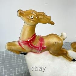 Vintage Santa Sled and 2 Reindeer Lighted Christmas Blow Mold Tabletop 32 UNION