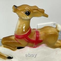 Vintage Santa Sled and 2 Reindeer Lighted Christmas Blow Mold Tabletop 32 UNION