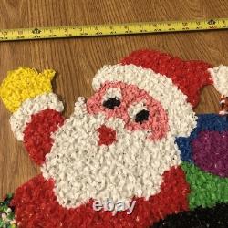 Vintage Santa Sleigh & 2 Rudolph Reindeer Melted Plastic Popcorn Christmas Decor