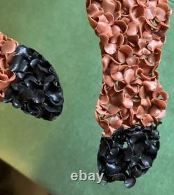 Vintage Santa Sleigh & 2 Rudolph Reindeer Melted Plastic Popcorn Decorations