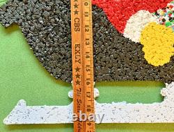 Vintage Santa Sleigh & 2 Rudolph Reindeer Melted Plastic Popcorn Decorations