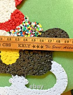 Vintage Santa Sleigh & 2 Rudolph Reindeer Melted Plastic Popcorn Decorations