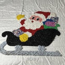Vintage Santa Sleigh & 3 Reindeer Rudolph Melted Plastic Popcorn Decorations