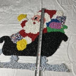 Vintage Santa Sleigh & 3 Reindeer Rudolph Melted Plastic Popcorn Decorations