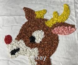 Vintage Santa Sleigh & 3 Reindeer Rudolph Melted Plastic Popcorn Decorations