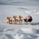 Vintage Santa Sleigh & 3 Reindeers Melted Plastic Popcorn Christmas Decor 1970