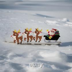 Vintage Santa Sleigh & 3 Reindeers Melted Plastic Popcorn Christmas Decor 1970