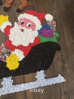 Vintage Santa Sleigh & 3 Rudolph Reindeer Melted Plastic Popcorn