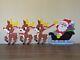 Vintage Santa Sleigh & 3 Rudolph Reindeer Melted Plastic Popcorn Christmas Decor